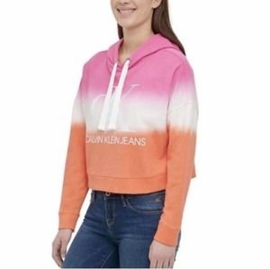 Calvin Klein Cropped Tie Dye Hoodie L